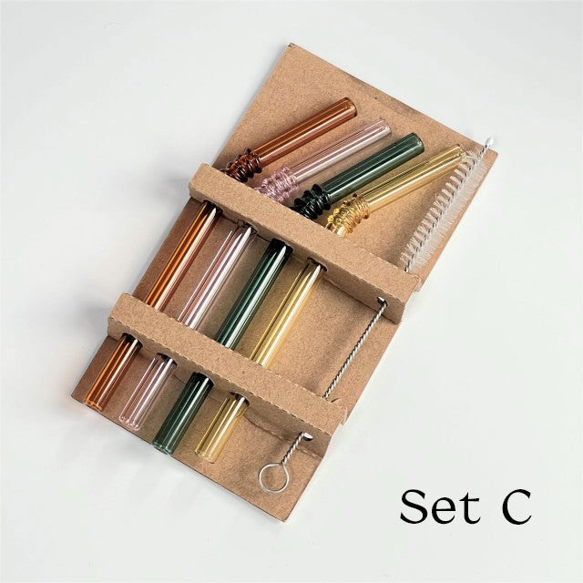 Hjemix | Glass sugerør - Sett med 4