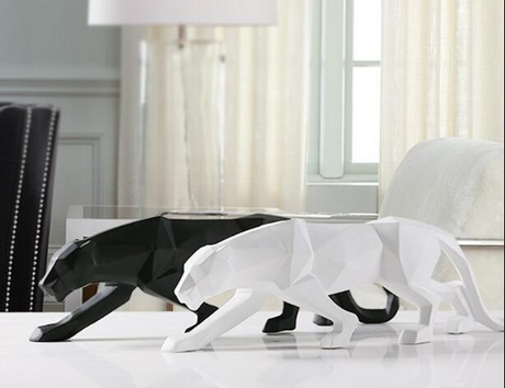 Hjemix | Moderne Harpiks Geometrisk Svart Panther Skulptur