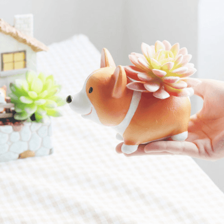 Hjemix | Harpiks Corgi Mini Blomsterkrukke