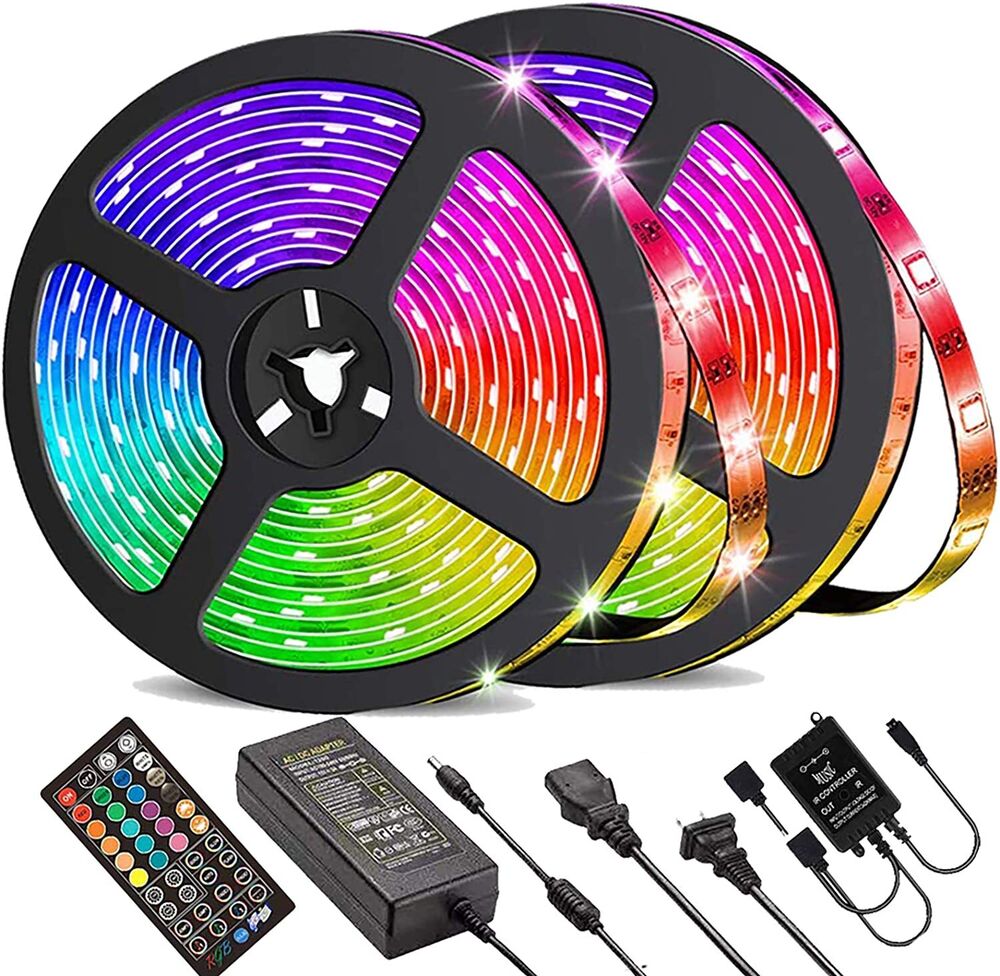 Hjemix | LED Lyslist, 30 m, 15 m, Musikk Synkronisering, Bluetooth, 5050, RGB Ambient Lys med Fjernkontroll