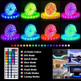 Hjemix | LED Lyslist, 30 m, 15 m, Musikk Synkronisering, Bluetooth, 5050, RGB Ambient Lys med Fjernkontroll