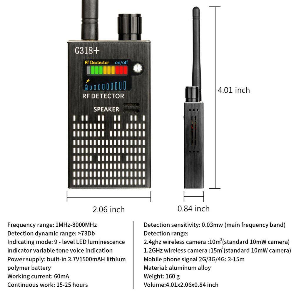 Hjemix | Spy Signal Wall Detector, HF Detector, skjult kamera, laserlinse, GSM GPS enhetsfinner
