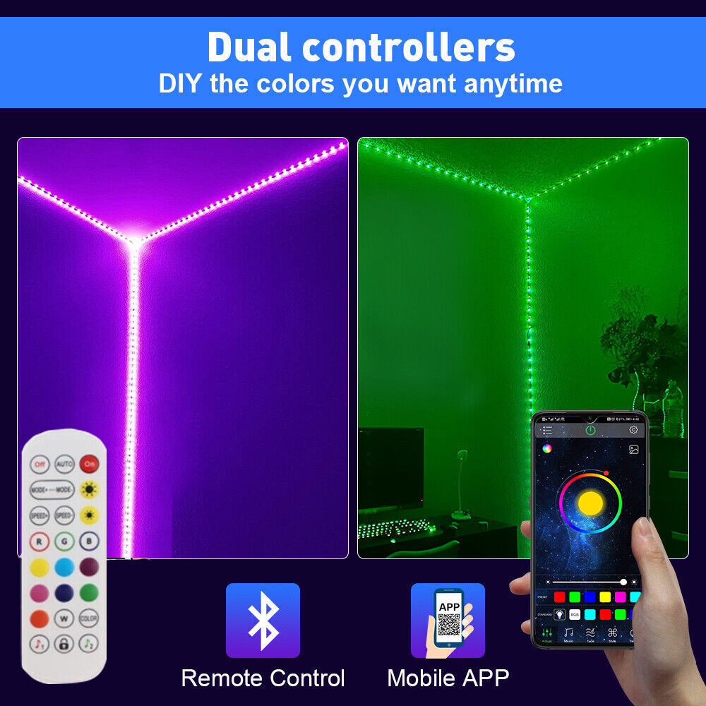 Hjemix | LED Lyslist, 30 m, 15 m, Musikk Synkronisering, Bluetooth, 5050, RGB Ambient Lys med Fjernkontroll