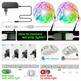 Hjemix | LED Lyslist, 30 m, 15 m, Musikk Synkronisering, Bluetooth, 5050, RGB Ambient Lys med Fjernkontroll