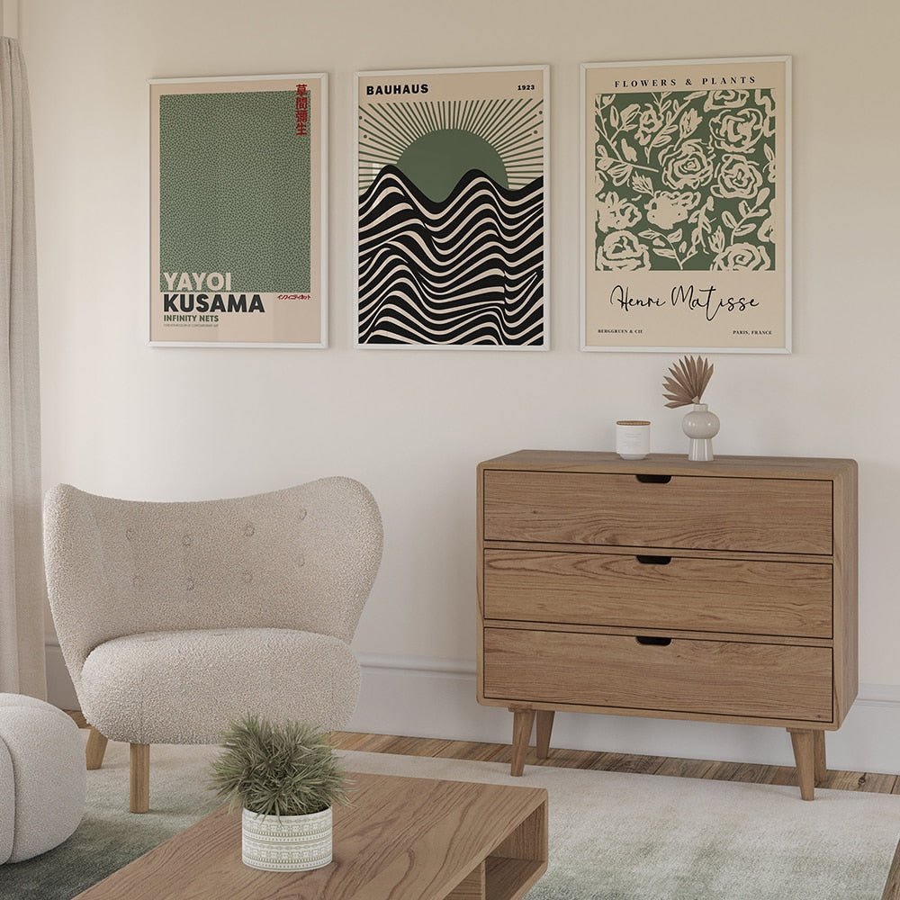 Hjemix | Salviegrønn Matisse Yayoi Kusama Utstillingsplakat