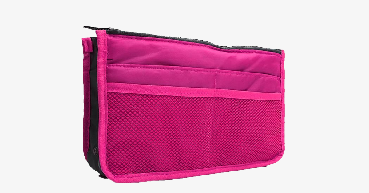 Hjemix | Slim Bag-in-Bag - Laget av bomull og polyester - Bærbar og liten størrelse - Flere glidelåslommer - Passer i kofferten din - Fargevariasjoner