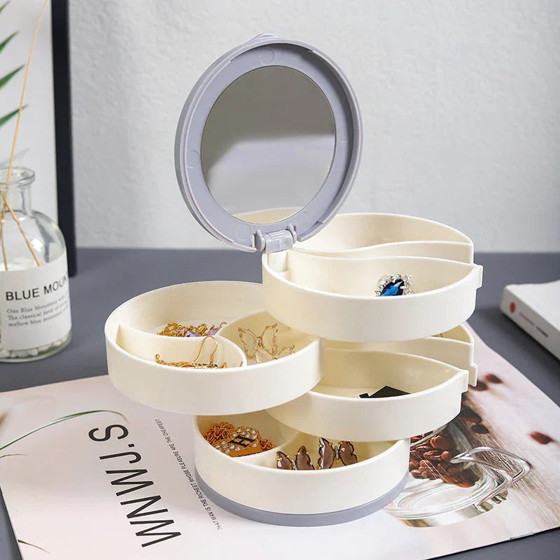Hjemix | Perfekt Gave-4 Lag Roterbar Smykkeoppbevaringsboks