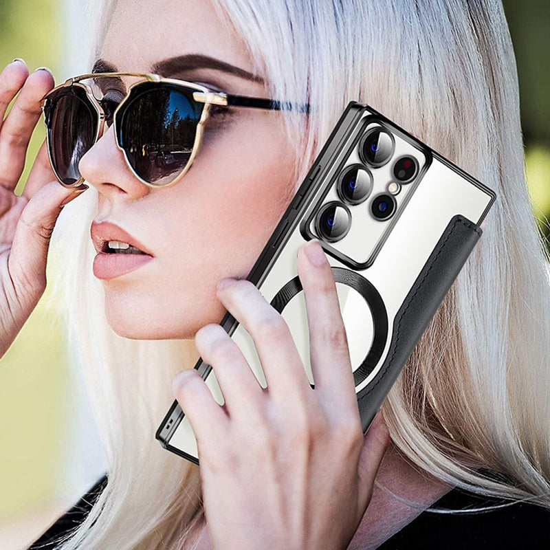 Ny lærstrukturert flip-telefonveske for Samsung