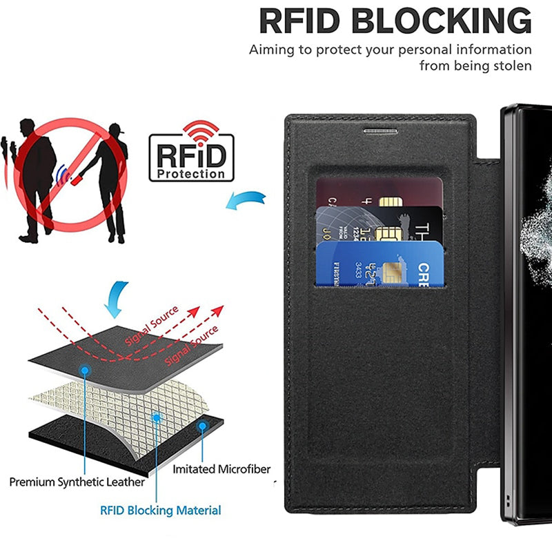 Ny lærstrukturert flip-telefonveske for Samsung