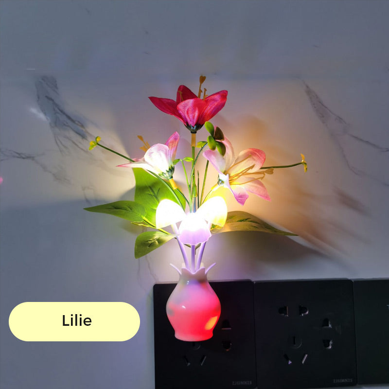 Hjemix | LED-nattlampe i form av simulerte blomster med intelligent styring for soverommet