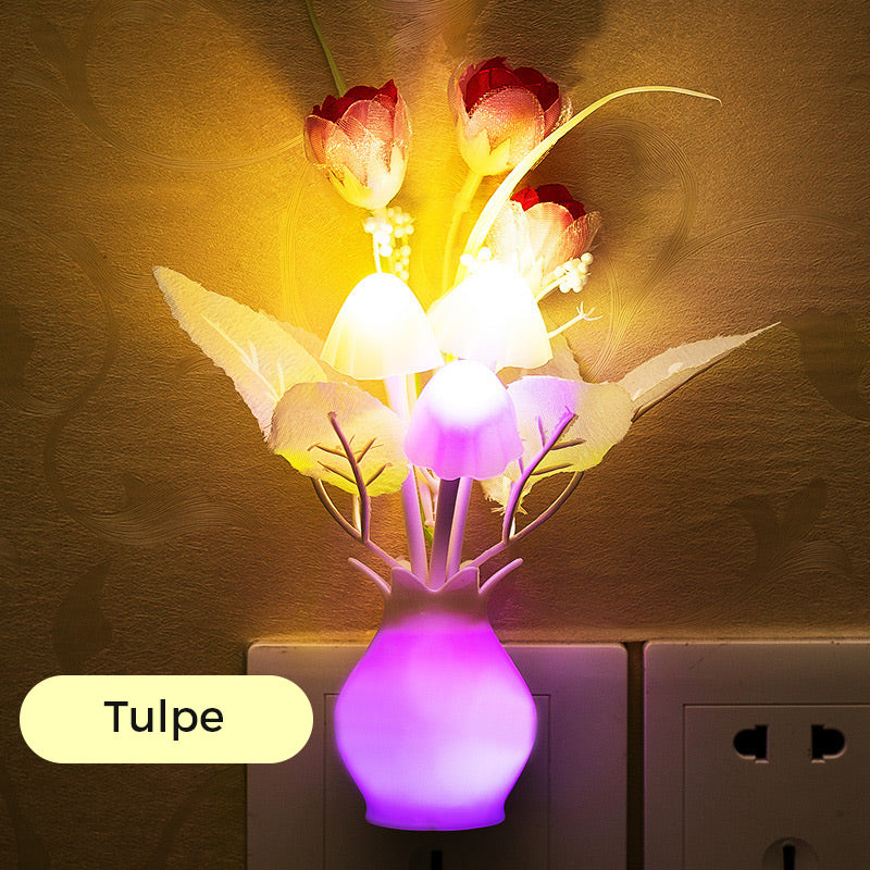 Hjemix | LED-nattlampe i form av simulerte blomster med intelligent styring for soverommet