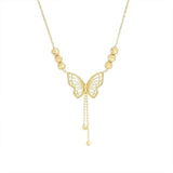 Hjemix | Halskjede med gullfarget sommerfugl med dusker