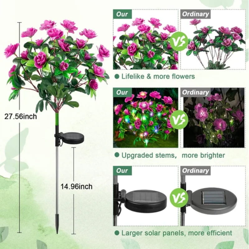 Hjemix | Solcellelampe med simulert azalea blomster og jordspett