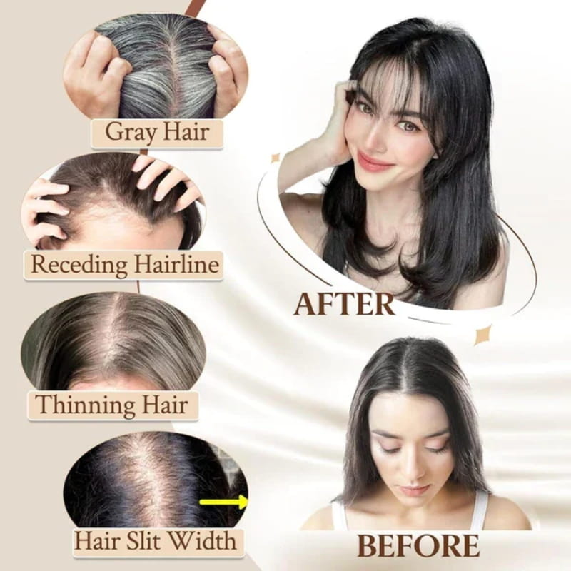 Hjemix | Naturlig Hårstykke med Bangs for Kvinner