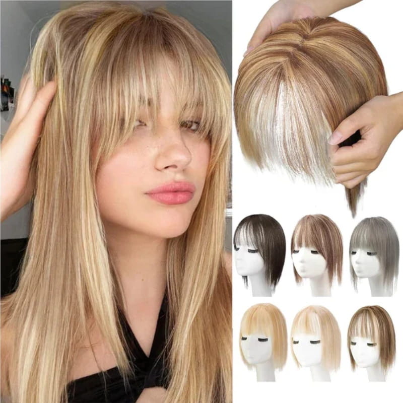 Hjemix | Naturlig Hårstykke med Bangs for Kvinner