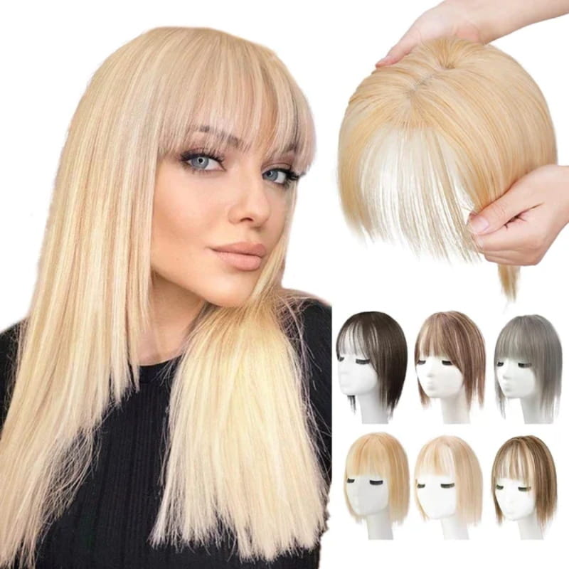 Hjemix | Naturlig Hårstykke med Bangs for Kvinner
