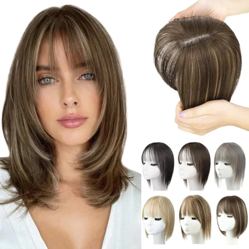 Hjemix | Naturlig Hårstykke med Bangs for Kvinner