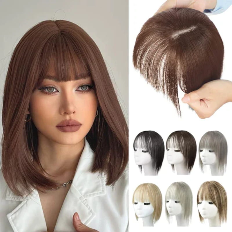 Hjemix | Naturlig Hårstykke med Bangs for Kvinner