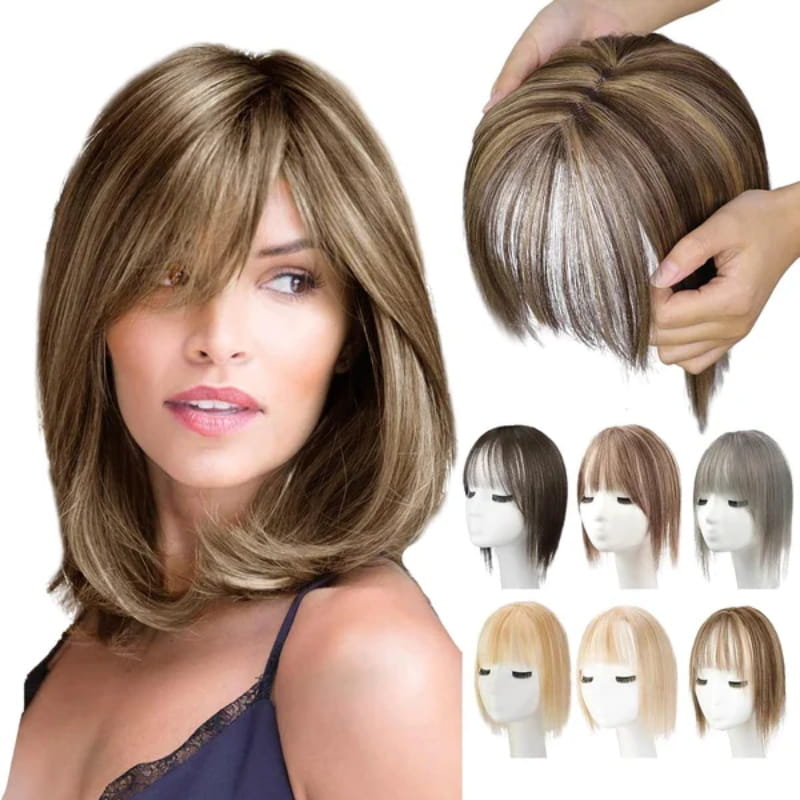 Hjemix | Naturlig Hårstykke med Bangs for Kvinner