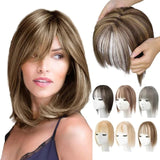 Hjemix | Naturlig Hårstykke med Bangs for Kvinner