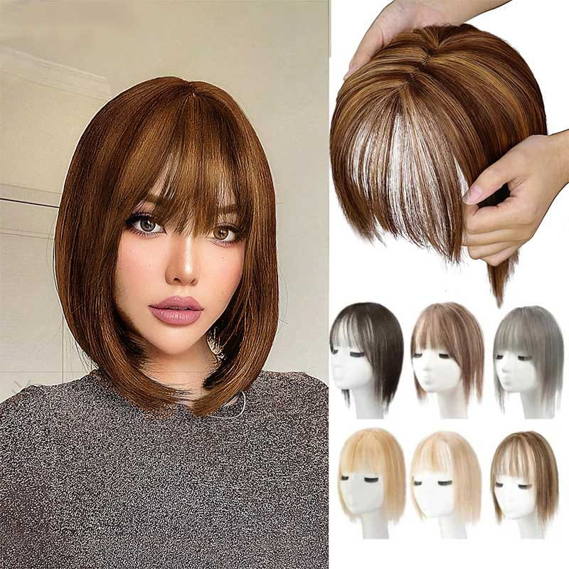 Hjemix | Naturlig Hårstykke med Bangs for Kvinner