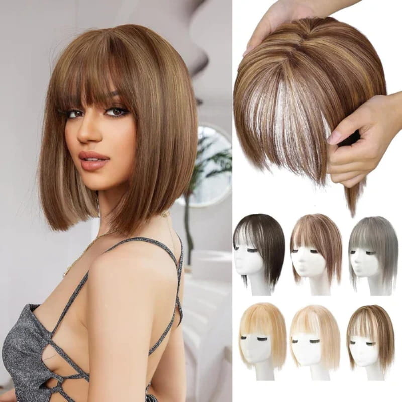 Hjemix | Naturlig Hårstykke med Bangs for Kvinner