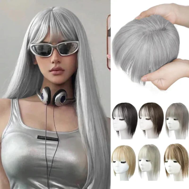 Hjemix | Naturlig Hårstykke med Bangs for Kvinner