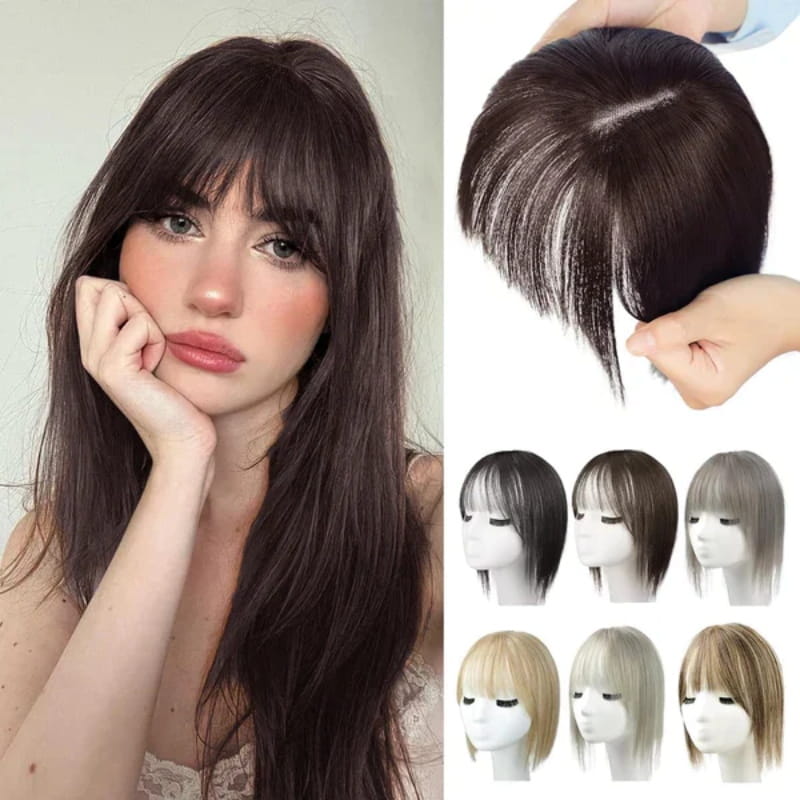 Hjemix | Naturlig Hårstykke med Bangs for Kvinner