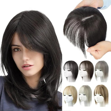 Hjemix | Naturlig Hårstykke med Bangs for Kvinner
