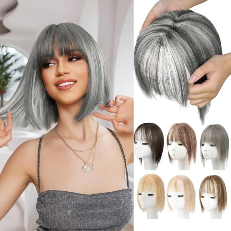 Hjemix | Naturlig Hårstykke med Bangs for Kvinner