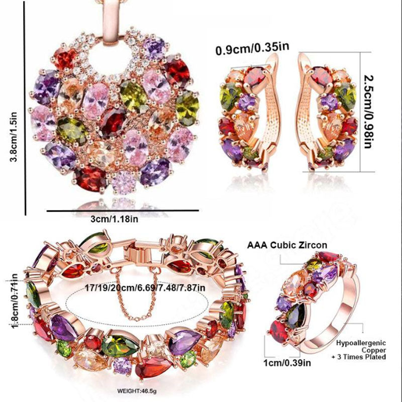 Hjemix | Øredobber, armbånd, halskjeder eller ringer med farget zirkon til damer