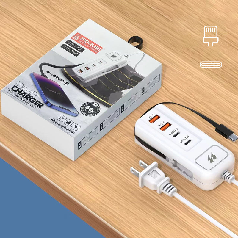 Hjemix | Multifunksjonell hurtigladerkontakt - 2PD + 2USB