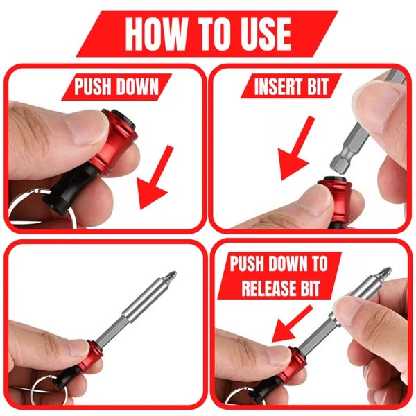 Hjemix | 1/4" sekskantet skrutrekker bits-holder nøkkelringer