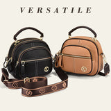 Hjemix | Klassisk flerroms justerbar bred stropp PU-skinn Crossbody-veske
