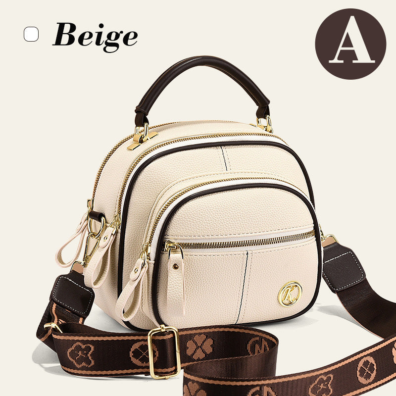 Hjemix | Klassisk flerroms justerbar bred stropp PU-skinn Crossbody-veske