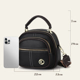 Hjemix | Klassisk flerroms justerbar bred stropp PU-skinn Crossbody-veske