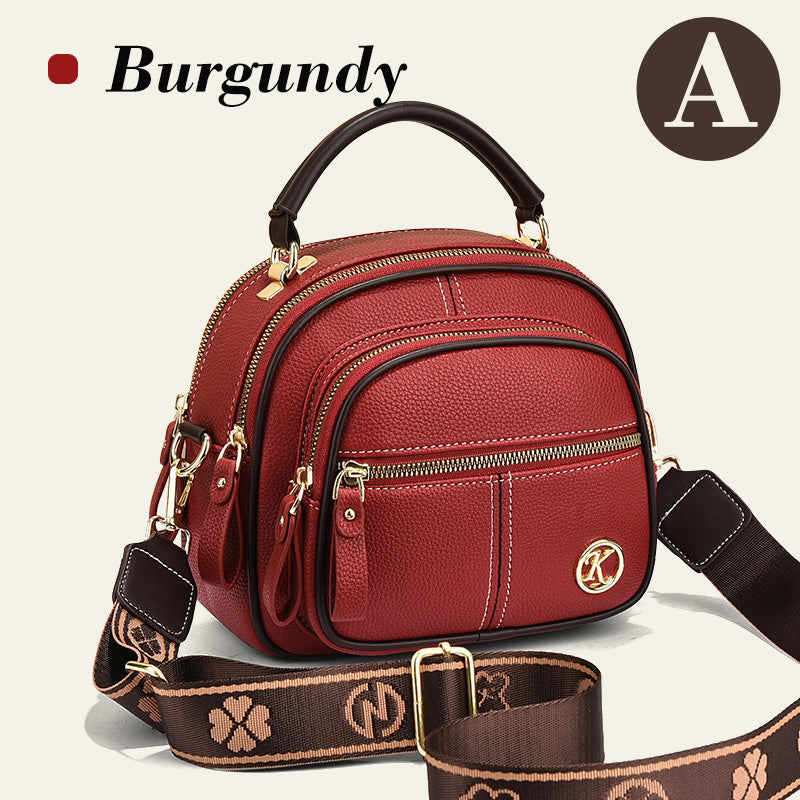 Hjemix | Klassisk flerroms justerbar bred stropp PU-skinn Crossbody-veske