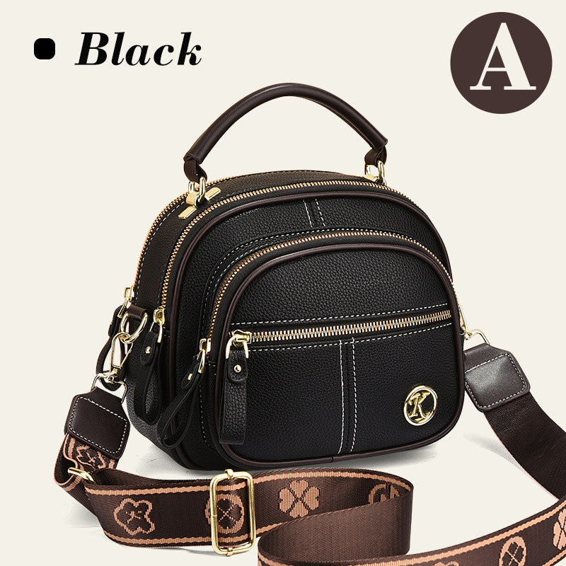 Hjemix | Klassisk flerroms justerbar bred stropp PU-skinn Crossbody-veske