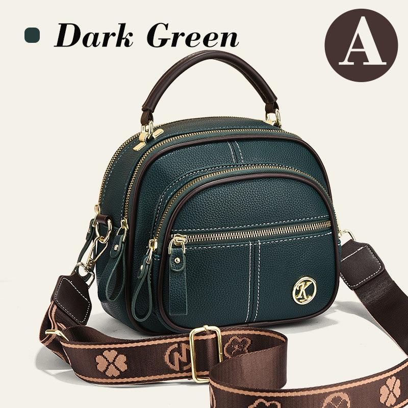 Hjemix | Klassisk flerroms justerbar bred stropp PU-skinn Crossbody-veske