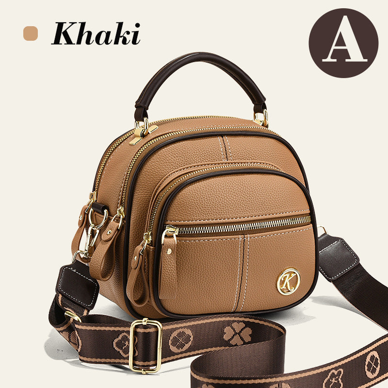 Hjemix | Klassisk flerroms justerbar bred stropp PU-skinn Crossbody-veske