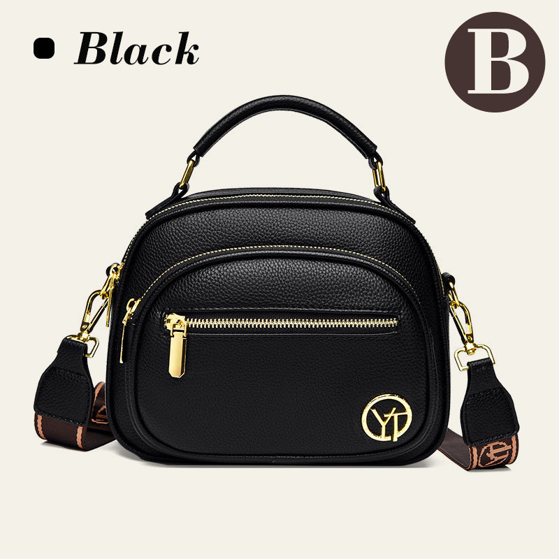 Hjemix | Klassisk flerroms justerbar bred stropp PU-skinn Crossbody-veske