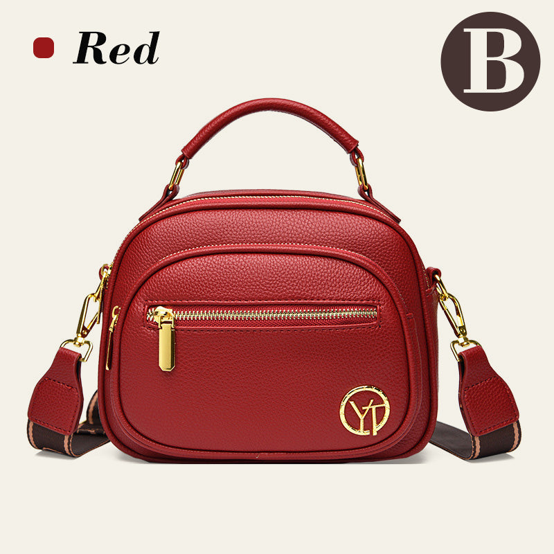 Hjemix | Klassisk flerroms justerbar bred stropp PU-skinn Crossbody-veske