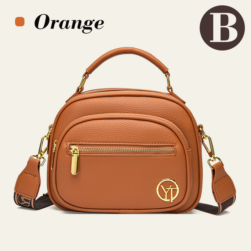 Hjemix | Klassisk flerroms justerbar bred stropp PU-skinn Crossbody-veske