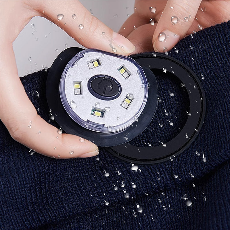 Hjemix | LED Hodelykt Avtakbar Bluetooth Hodesett Strikket Lue