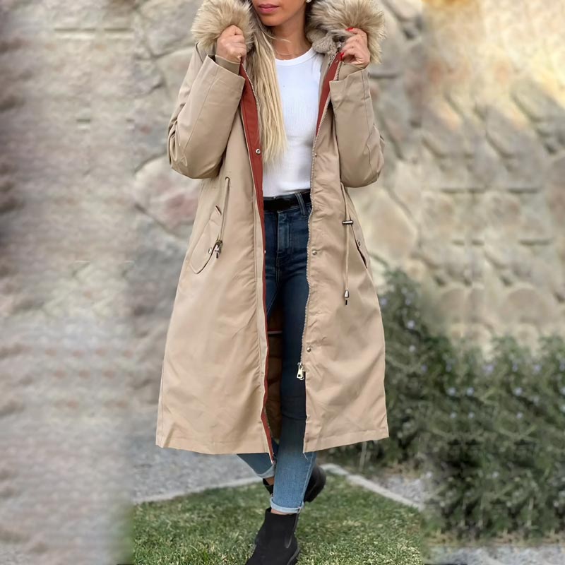 Hjemix | 🎁Tidlig Black Friday-salg🎁Vinterjakke med hette og pelskrage, casual parka for kvinner⛄