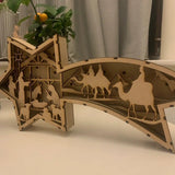 Hjemix | 🎅LED-juledekorasjoner i tre Julekrybbe Stjerneformet skrivebordlampe🌟