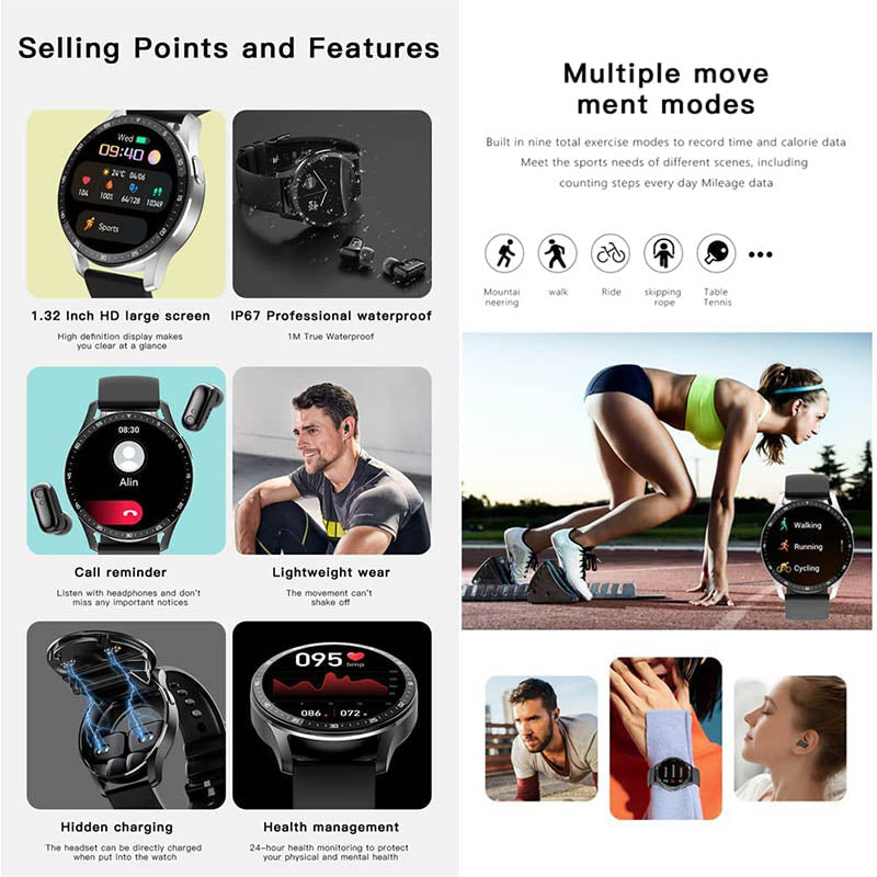 Hjemix | 2-i-1 Smartklokke med Ørepropper (Til iPhone & Android)