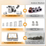 Hjemix | Sett med gjengemuttere med flatt hode og innstikknagler