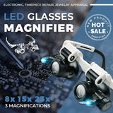 Hjemix | LED-briller med forstørrelsesglass (8x 15x 23x)