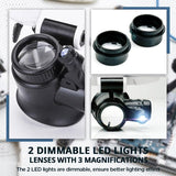 Hjemix | LED-briller med forstørrelsesglass (8x 15x 23x)